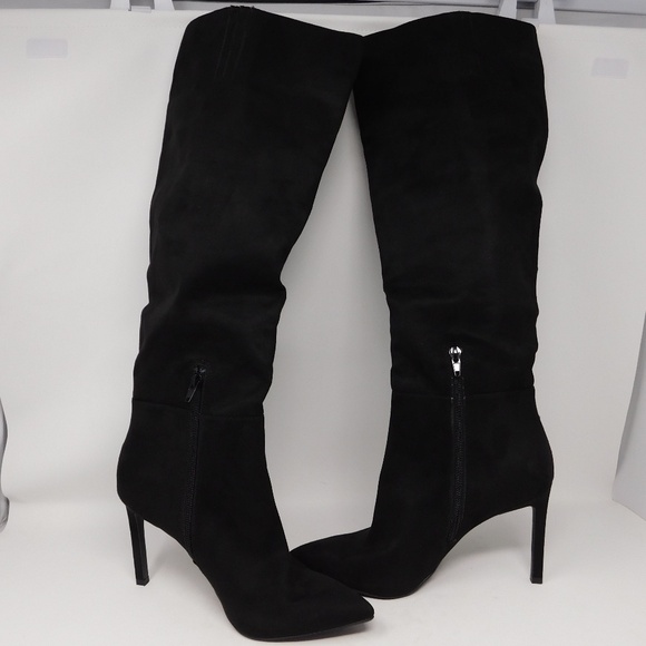 Open Edit Women's Boots Barbara Tall Pointed Toe Zipper Heels Black Size 8.5 M - Picture 3 of 13